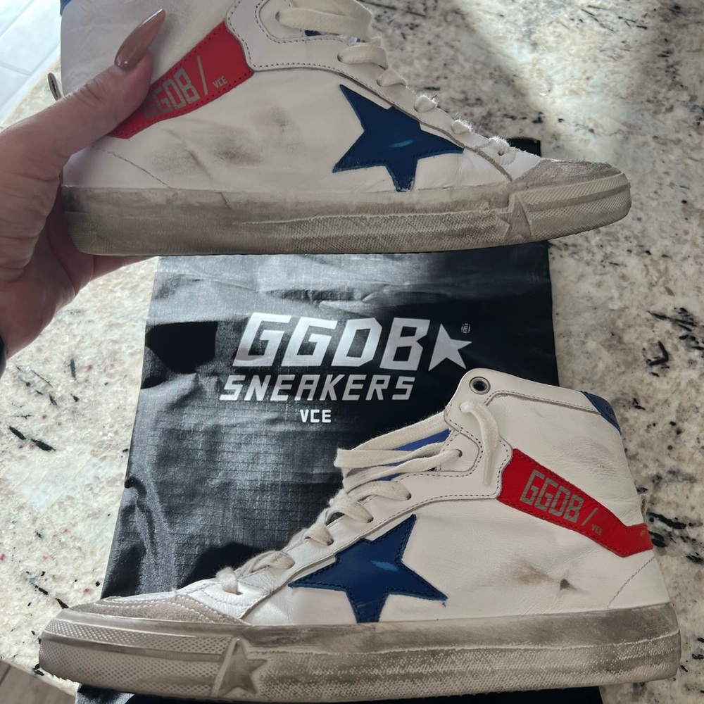 Golden Goose High-Top Sneakers - White and Blue